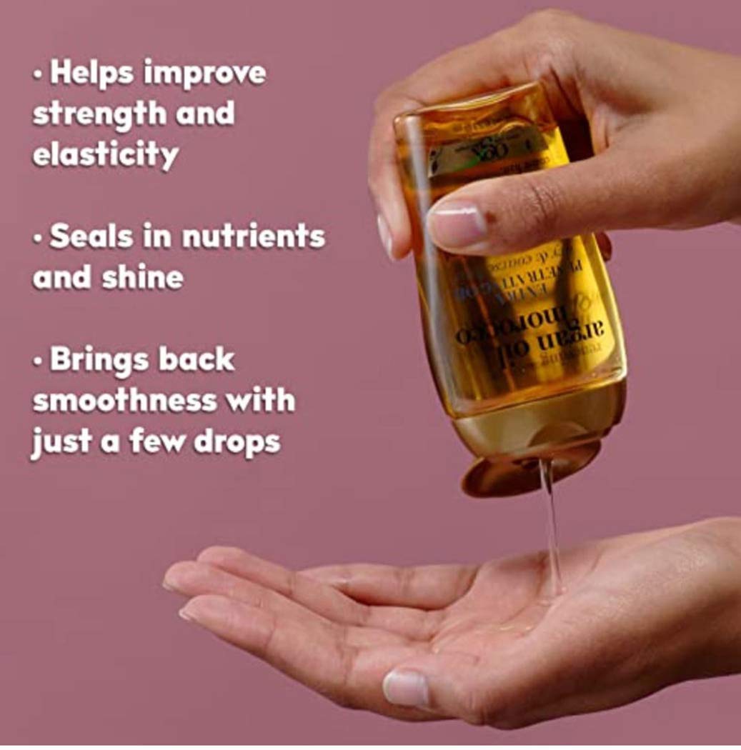 OGX Renewing + Argan Oil of Morocco Hair Oil, Extra Strength Penetrating Serum Treatment for Dry, Damaged, Frizzy, Curly & Coarse Hair, Cold-Pressed Argan Oil, Shine, 3.3 Fl Oz Halalzen