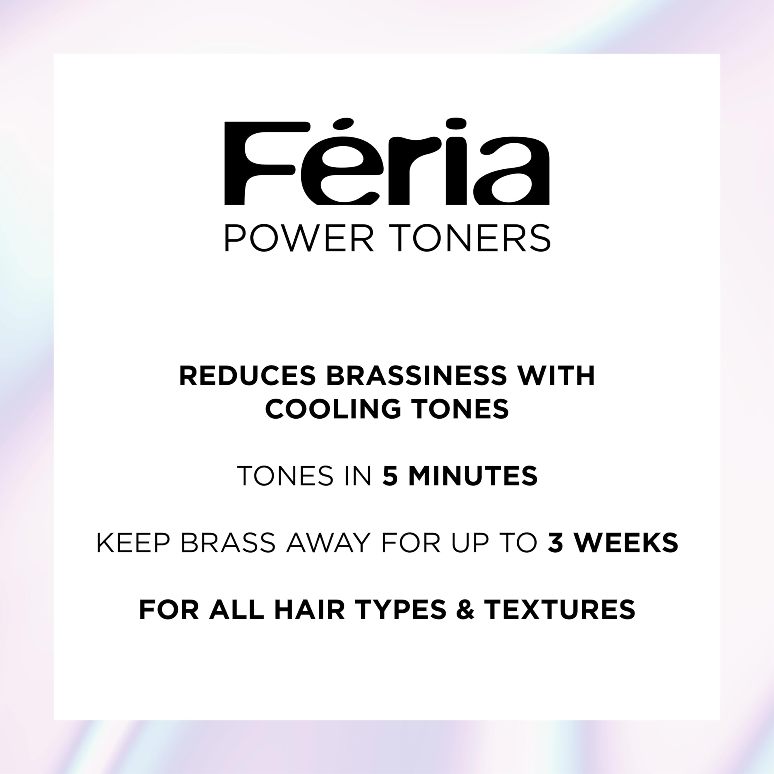 L’Oreal Paris Feria Long-Lasting Anti Brass Power Hair Toner, Ammonia Free Demi Permanent Hair Color, Ice Blonde Hair Toner, 1 Application