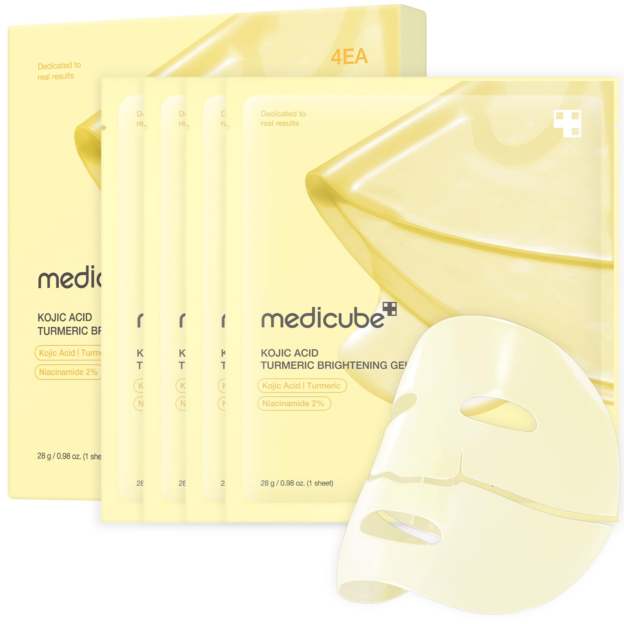 medicube Jelly Gel Mask with Brightening Kojic Acid Turmeric | Overnight Face Mask for Glass Glow Skin | Elasticity, Hydrating, Firming and Radiance Boosting | Korean Skincare, 28g x 4ea Halalzen