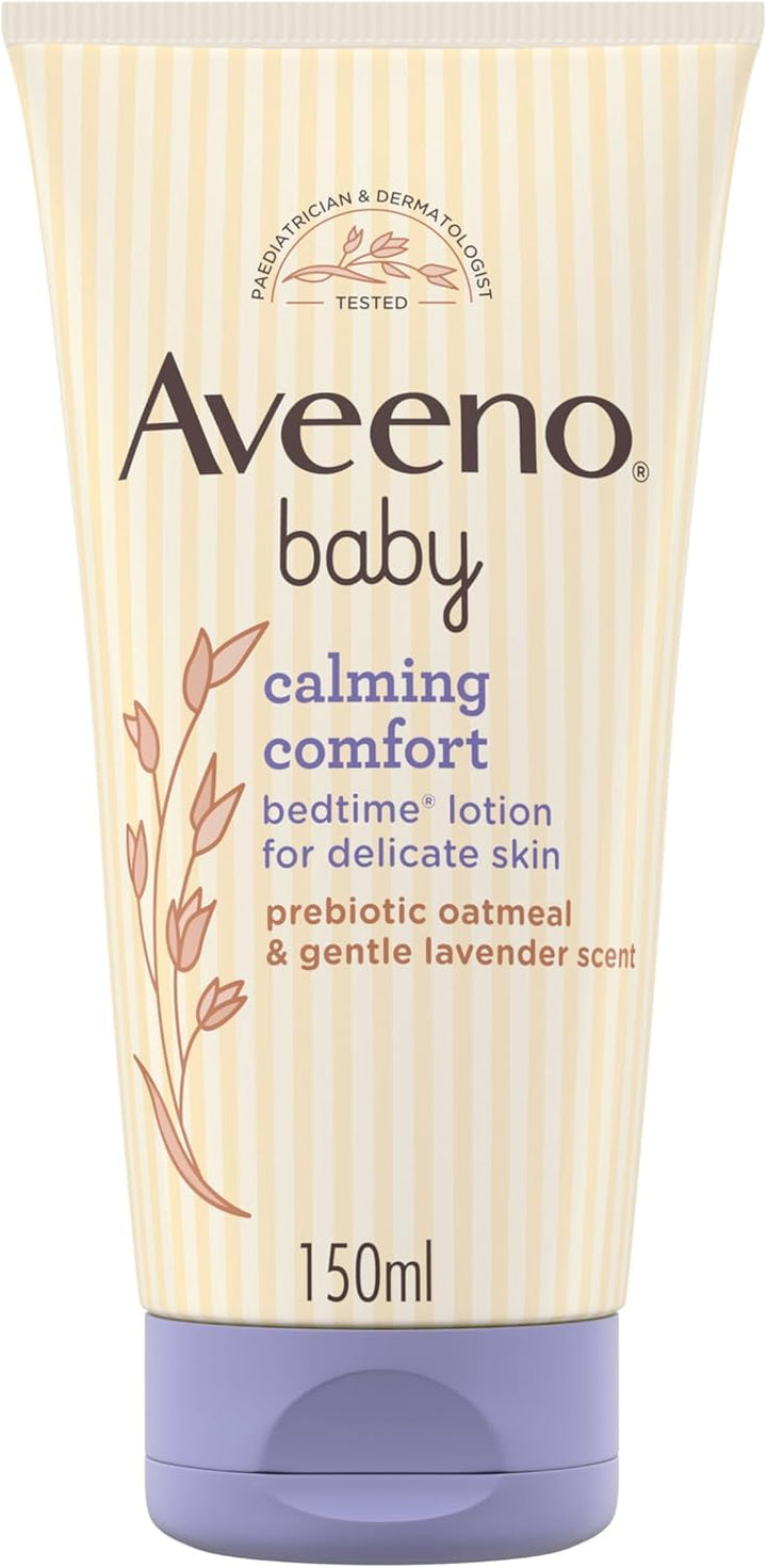 Aveeno Baby Calming Comfort Bedtime Bath and Wash (1 x 250ml), Tear-Free and Soap-Free Baby Wash with Gentle Lavender & Vanilla Scent, Gently Cleanses Skin Before Bedtime, for Delicate Skin