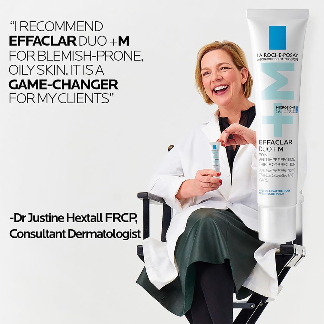 La Roche-Posay Effaclar Duo+M, Anti-Breakout Corrective Gel Moisturiser With Salicylic Acid & Niacinamide, Anti-Imperfections Triple Corrective Care, For Oily Blemish-Prone Skin, 40ml