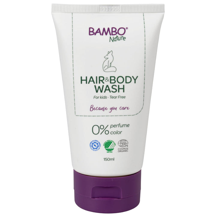 Bambo Nature Kids Shampoo and Body Wash, 150ml,Bath Wash For Sensitive Skin, Tear-Free Shampoo, Organic and Vegan For Clean and Happy Baby, Sustainable Products