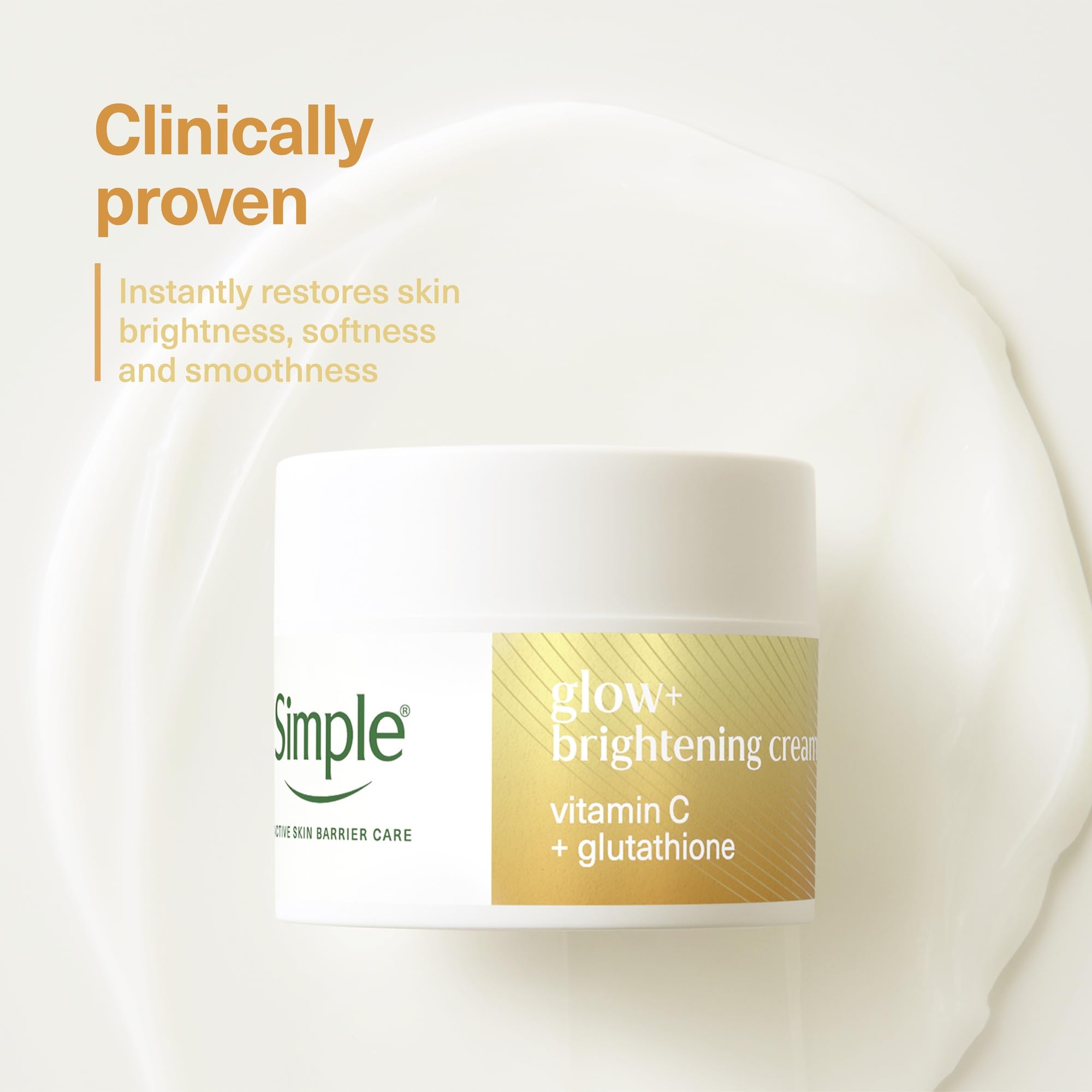 Simple Glow+ Facial Moisturiser, Face Brightening Cream for boosting Radiance with Vitamin C + Glutathione, Sensitive Skin Moisturiser, 50 ml