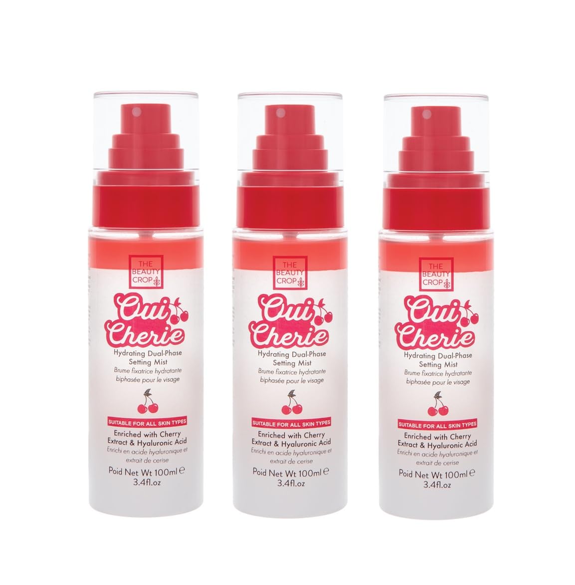 The Beauty Crop Oui Cherie Mist - Hydrating Dual-Phase Setting Spray with Cherry Extract and Hyaluronic Acid, Vegan Friendly - 100 ml Halalzen