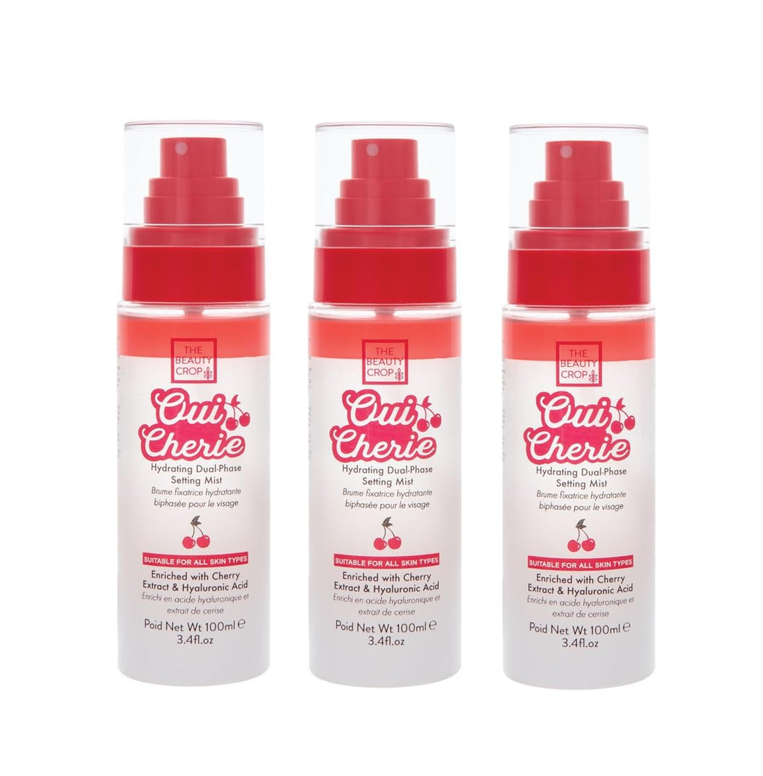 The Beauty Crop Oui Cherie Mist - Hydrating Dual-Phase Setting Spray with Cherry Extract and Hyaluronic Acid, Vegan Friendly - 100 ml Halalzen