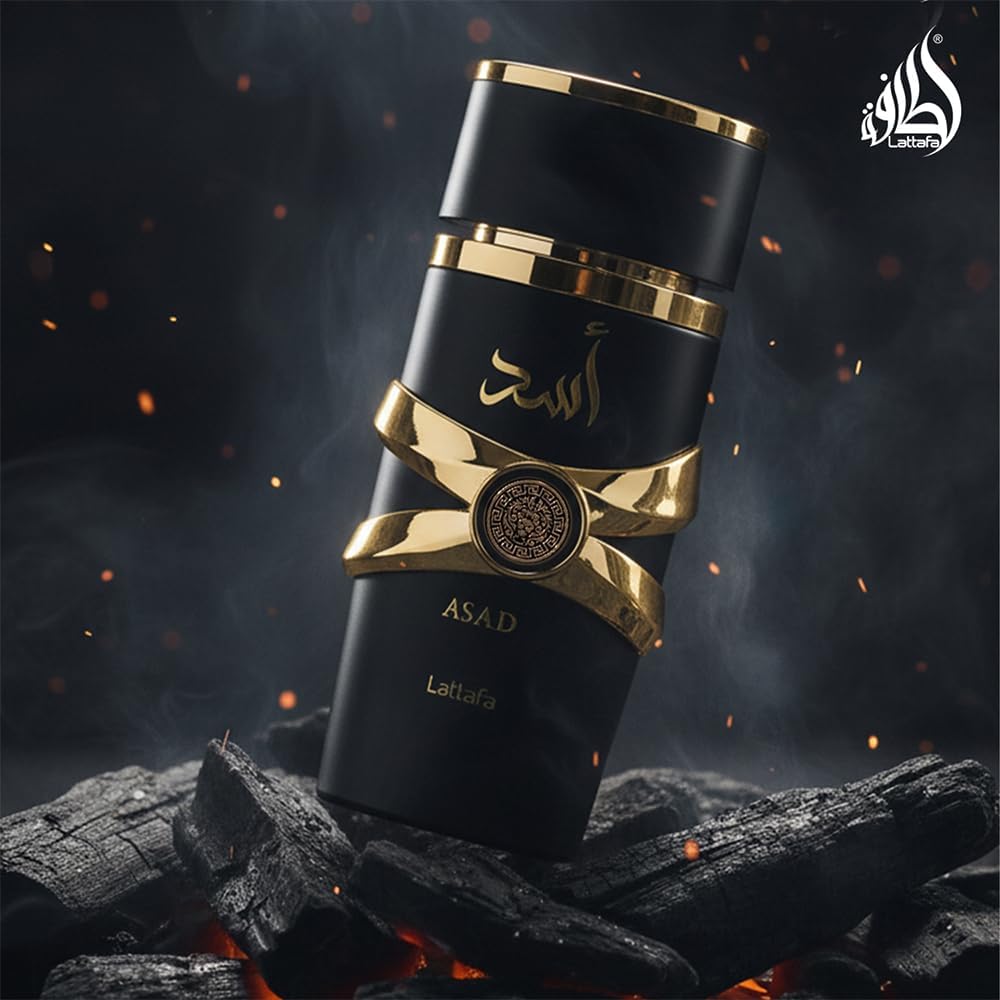 Lattafa Asad Premium Perfume Refreshing Oud and Musk Fragrances Eau De Parfum 100 ml Perfume for Unisex (Pack of 1), 100 ml (Pack of 1) Halalzen