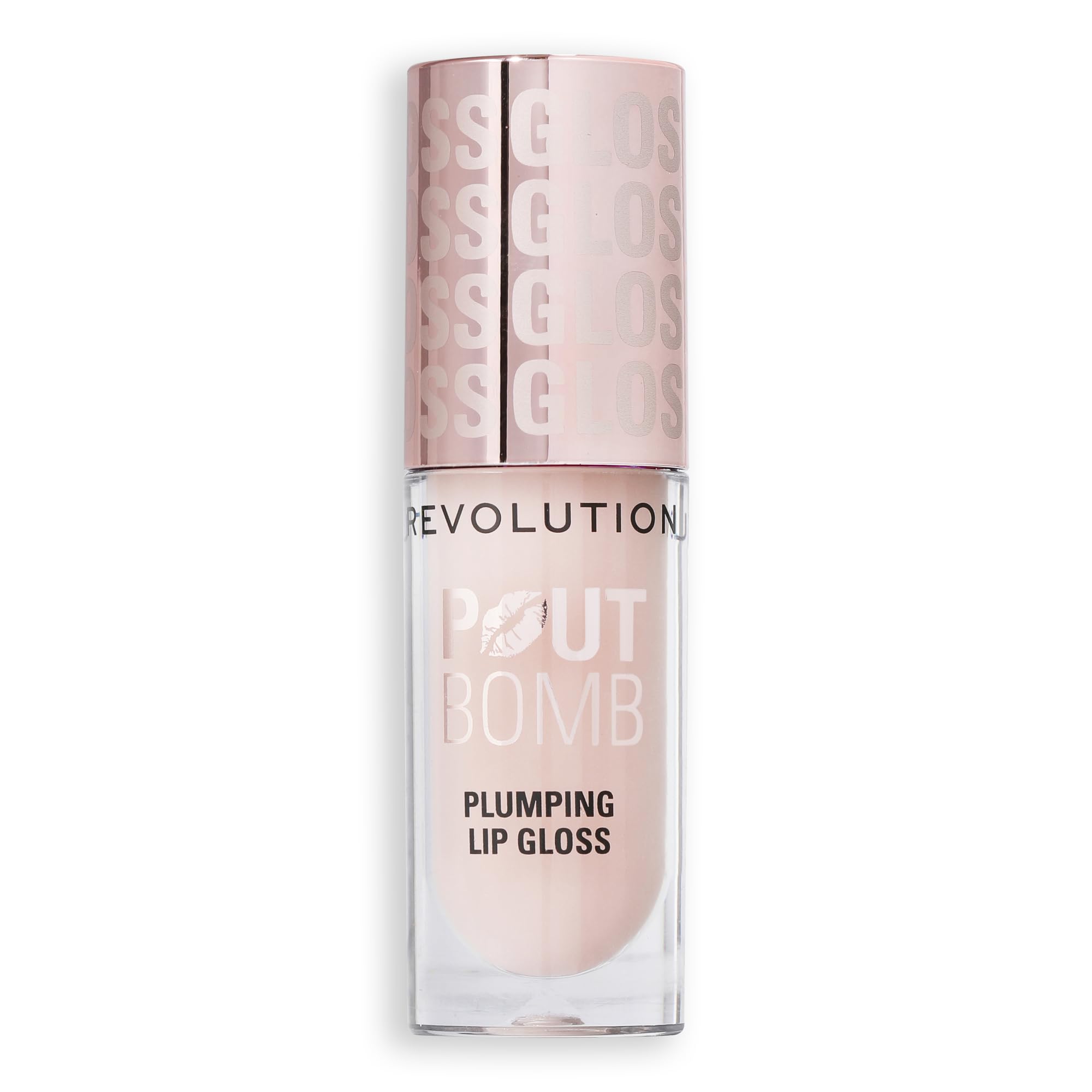 Revolution Beauty, Pout Bomb Plumping Lip Gloss, High-Shine for Glossy, Fuller & Plump Lips with Hyaluronic Acid & Peptides, Vegan & Cruelty-Free, Sheer Milky Nude Halalzen