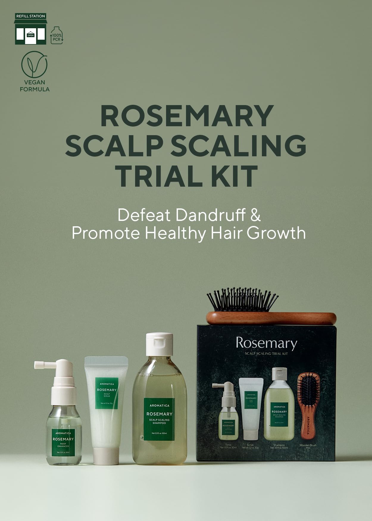 AROMATICA Root Enhancer Rosemary water spray for hair growth – Flaky & Itchy & Dry Scalp Treatment – Hair Oil for Scalp Exfoliator & Detox – Free from Sulfate, Silicone, and Paraben (100ml)
