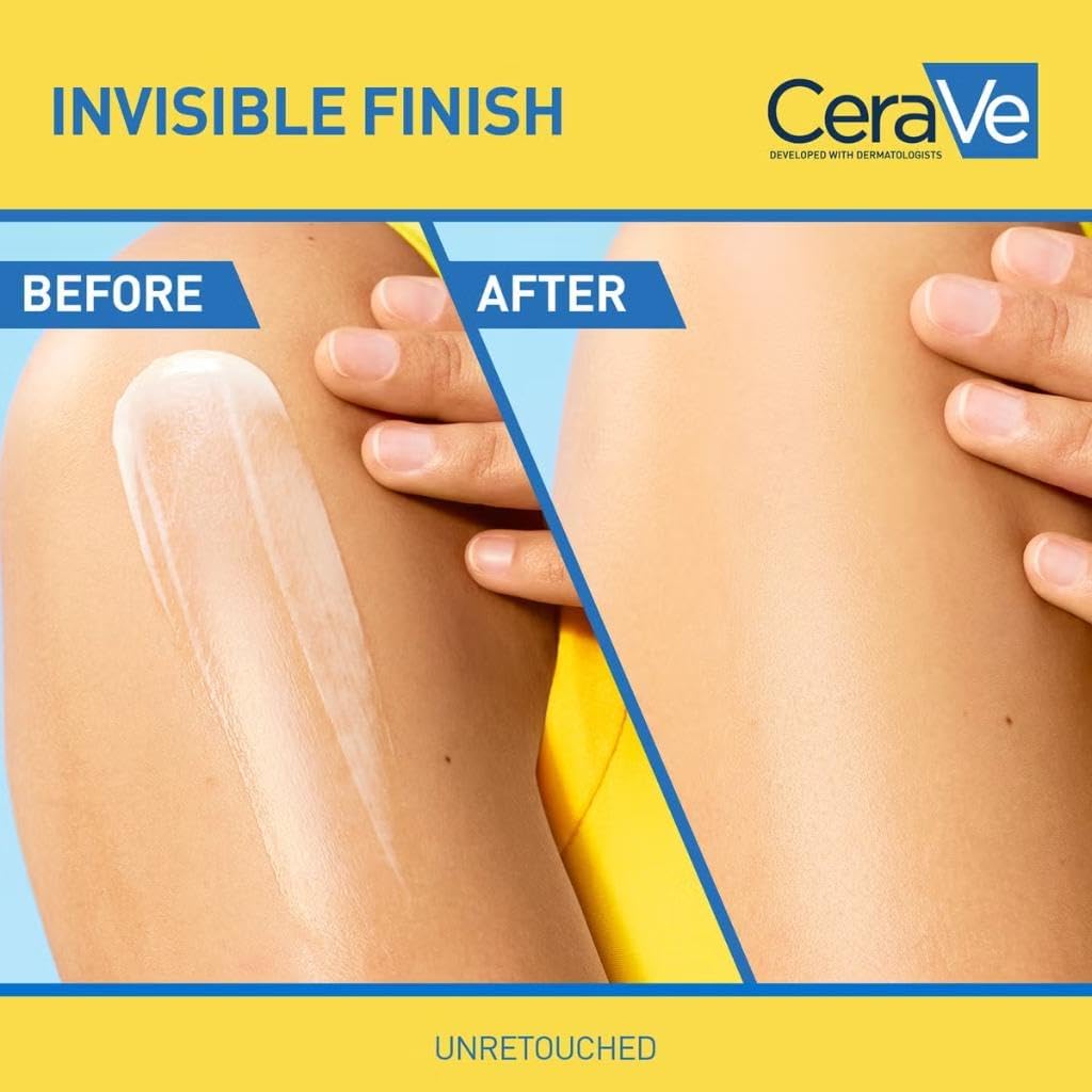 CeraVe Invisible Hydrating Sunscreen SPF 50+, Broad Spectrum UVB UVA Protection, With 3 Essential Ceramides, MVE Technology, Body and Face, For Sensitive Skin, Kids & Adults, Water Resistant, 75ml