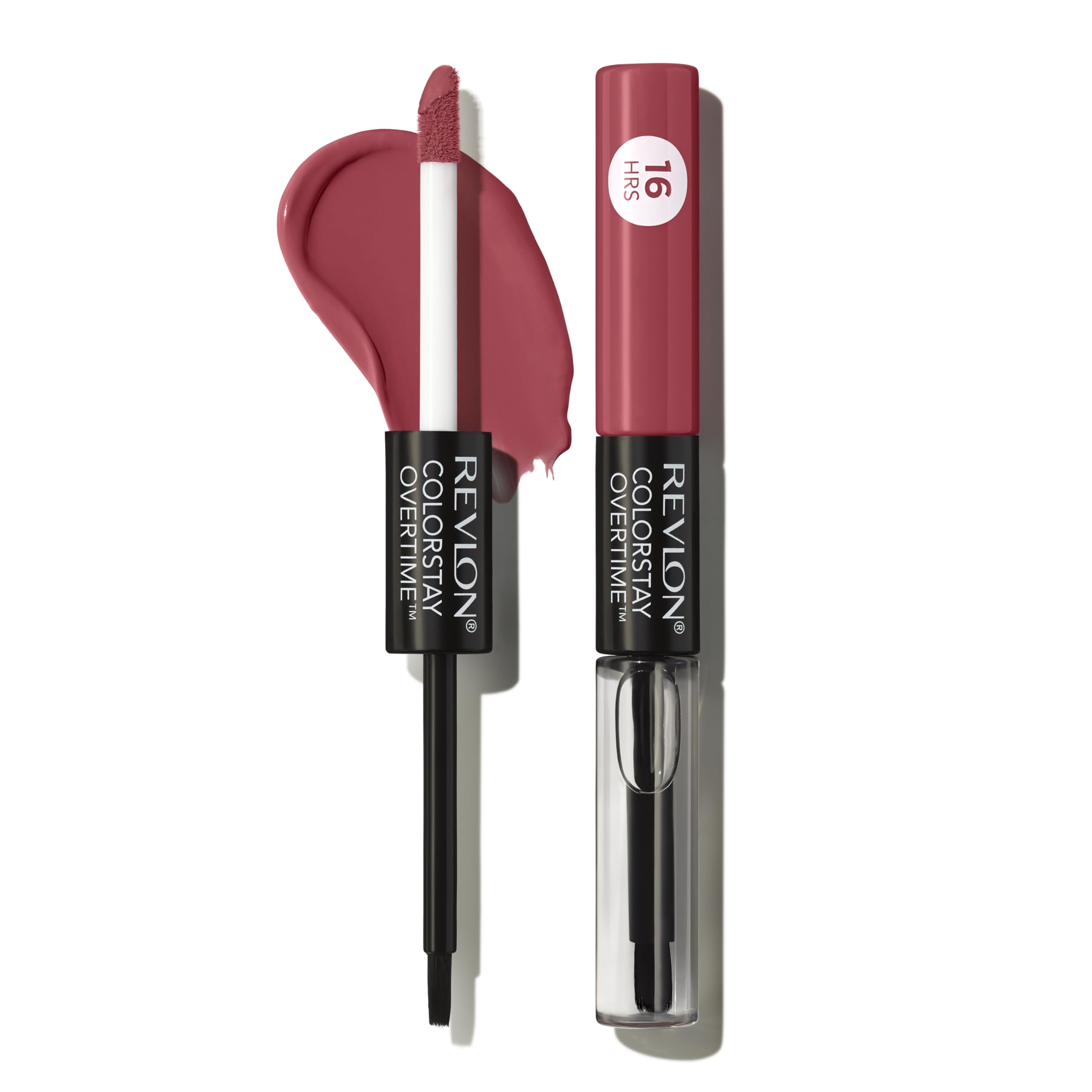 Revlon Liquid Lipstick with Clear Lip Gloss, ColorStay Overtime Lipcolor, Dual Ended with Vitamin E, 370 Everlasting Rum, 0.07 Fl Oz