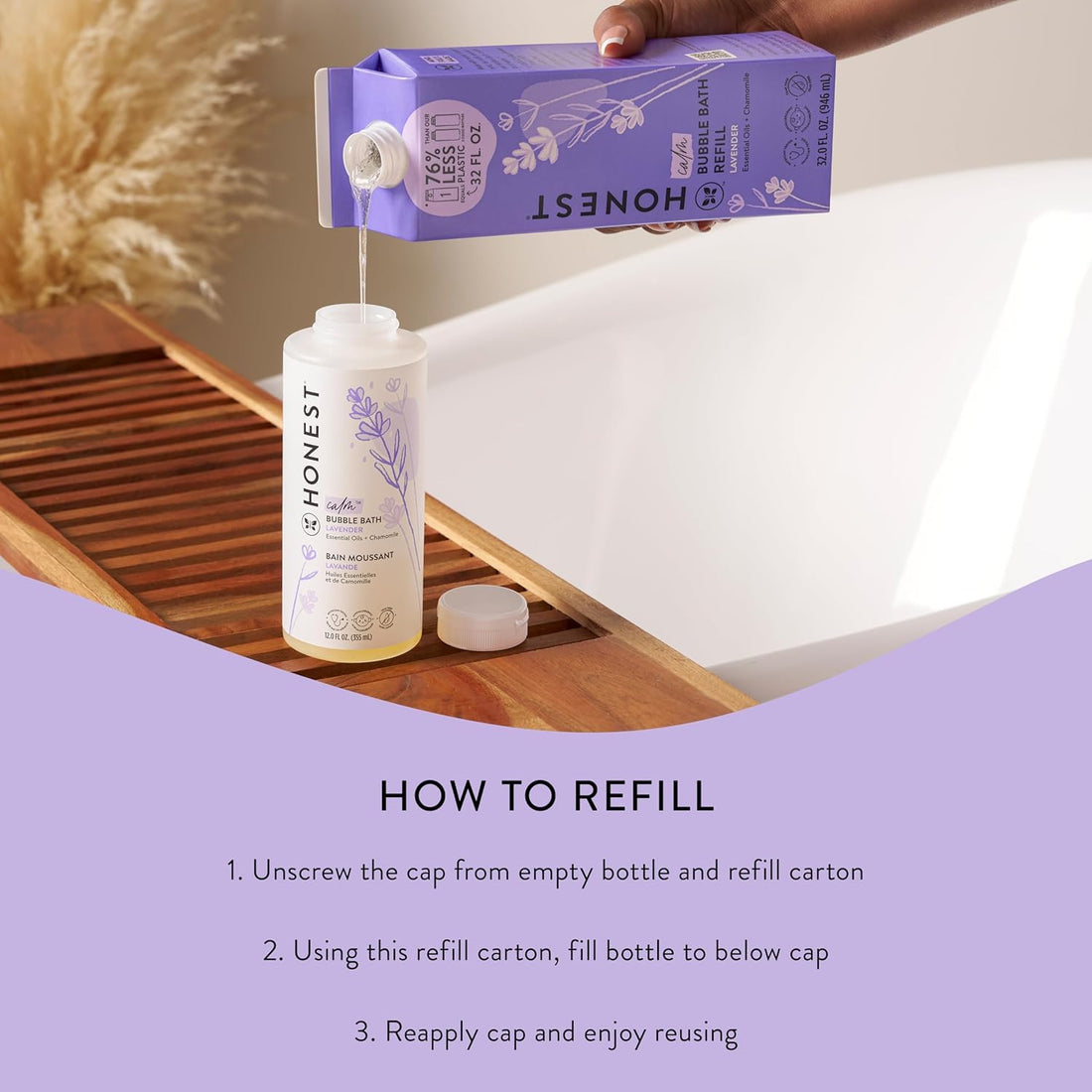 The Honest Company Foaming Bubble Bath & Baby Wash, Tear-Free, Hypoallergenic, Natural Formula, Lavender Calm Scent, 12 fl oz Halalzen
