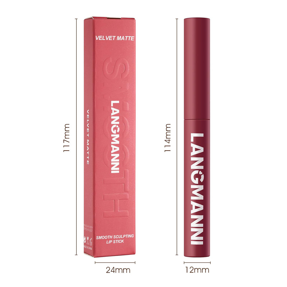 12Pcs Velvet Matte Lipstick Nude Matte Soft Dark Color Stick High Pigmented Long-Lasting Waterproof Lip Stick Lip Balm Beauty Cosmetics Gift for Women(01#-12#)