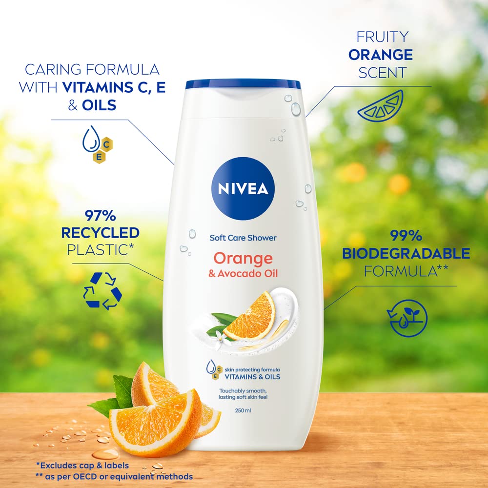 NIVEA Care Shower Creme Soft (250 ml) Enriched with Almond Oil, Moisturising Gel Body Wash, Skin Moisturiser with Mild Scent