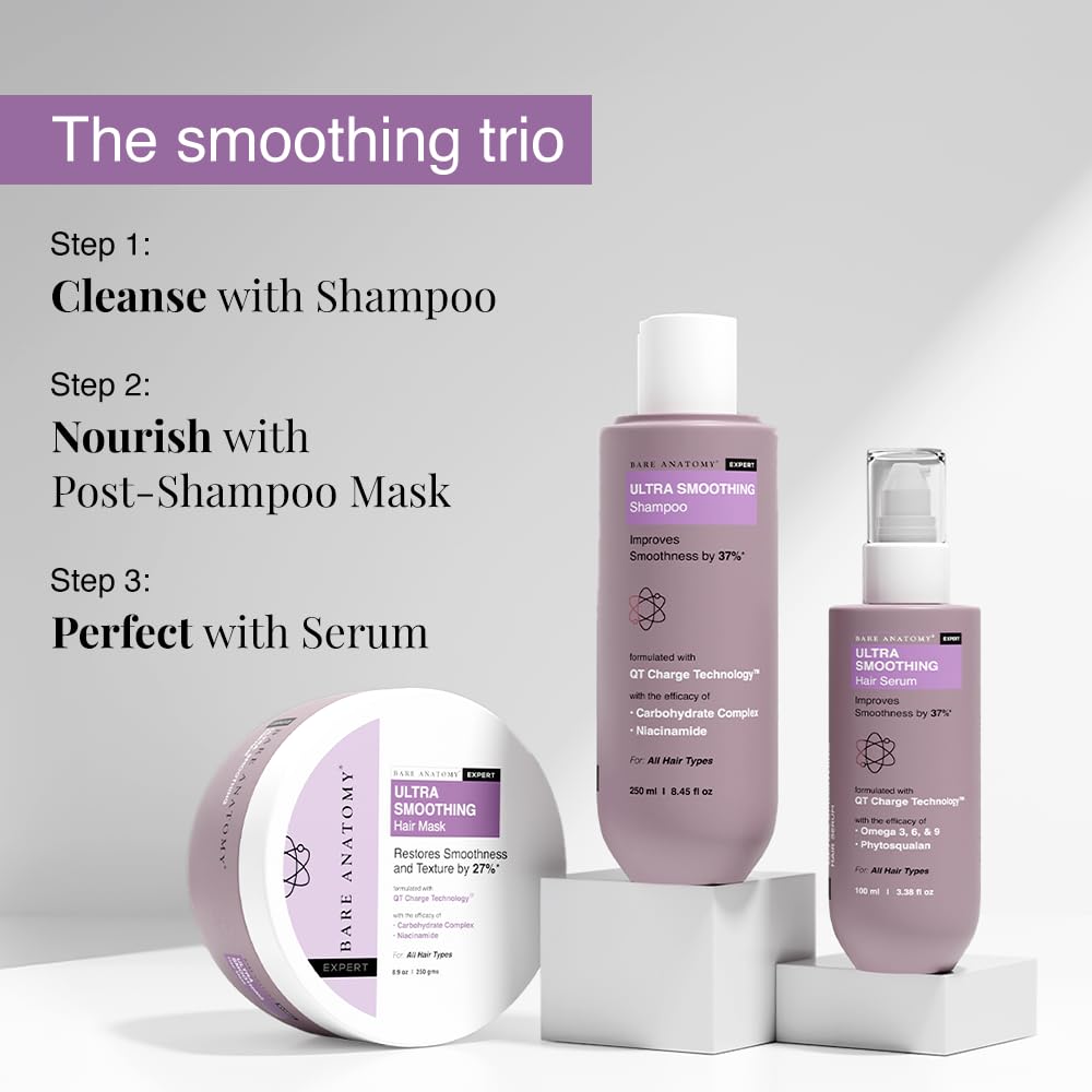 Bare Anatomy Ultra Smoothing Hair Serum Powered By Carbohydrate Complex & Niacinamide | Serum for Smooth & Shiny Hair | For Dry & Frizzy Hair | Women & Men | 100 ml Halalzen