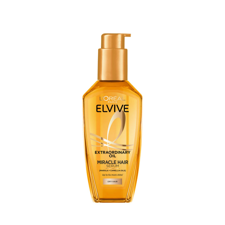 L'Oréal Paris Hair Serum Elvive Extraordinary Oil Miracle, Intense Nourishment, Up to 6x more Shine, up to 230° heat protection, suitable for all hair types, 100ml Halalzen
