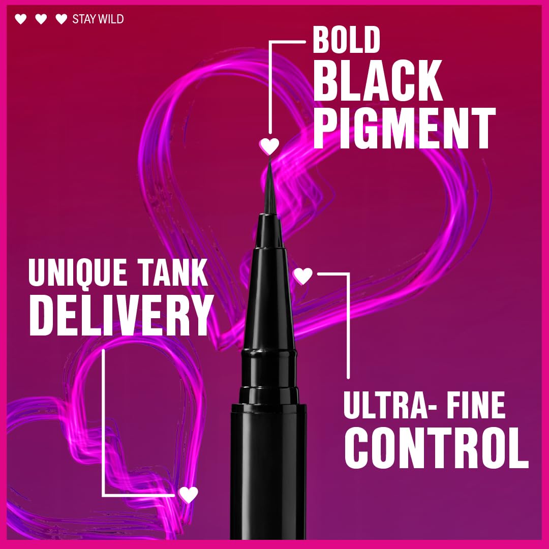 wet n wild Mega Last Breakup Proof Liquid Eyeliner - Ultra-Fine Brush, Waterproof, 16-Hour Long-Lasting Wear- Cruelty-Free & Vegan - Black
