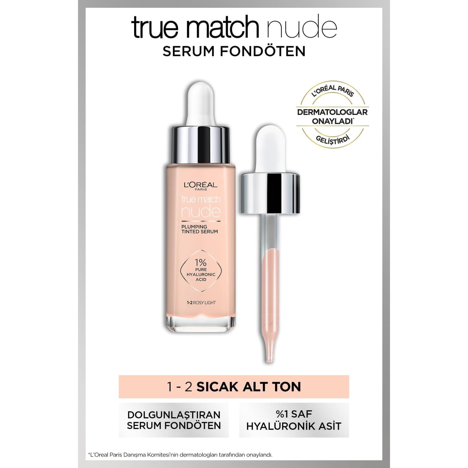 L'Oréal Paris Nude Tinted Serum for Face, Plumping and Hydrating Face Makeup, 1 Percent Pure Hyaluronic Acid, Nude Foundation to Cover, Replumps and Hydrates Skin in One Hour, Shade 4-5 Medium Halalzen