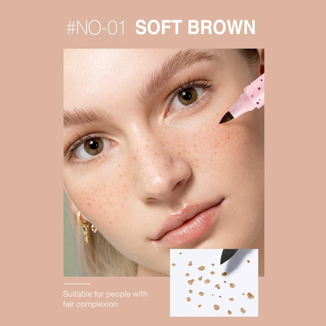 Freckle Pen & Liquid Micro-Powder Freckle Stamp - Realistic Natural Freckles Makeup Tool with Special Sponge, Waterproof & Long-Lasting for All Skin Tones,#MEDIUM Halalzen