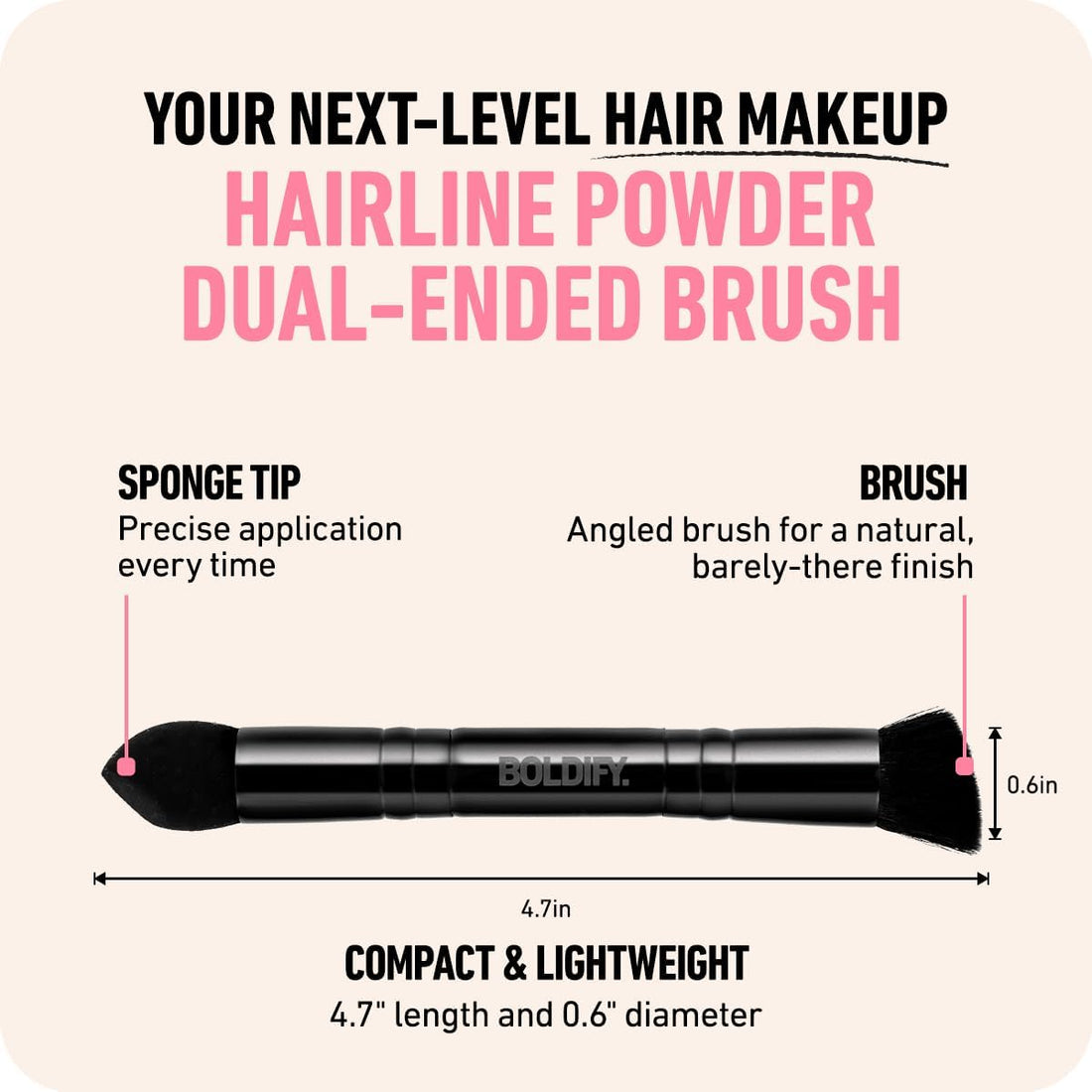 BOLDIFY Four Ended Hairline Powder Brush - Precision Hair Makeup Brush Set with Sponge Tip for Seamless Blending - Ideal as a Hair Concealer/Contour, Root Touch Up Halalzen