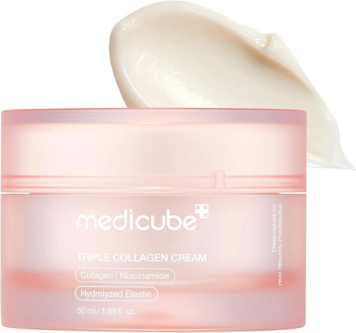 medicube Triple Collagen Cream Hydrating & Firming Moisturiser With Hyaluronic Acid, Premium Elastin, Shea Butter Wrinkle Care 1.69 Oz Triple Collagen Cream Halalzen