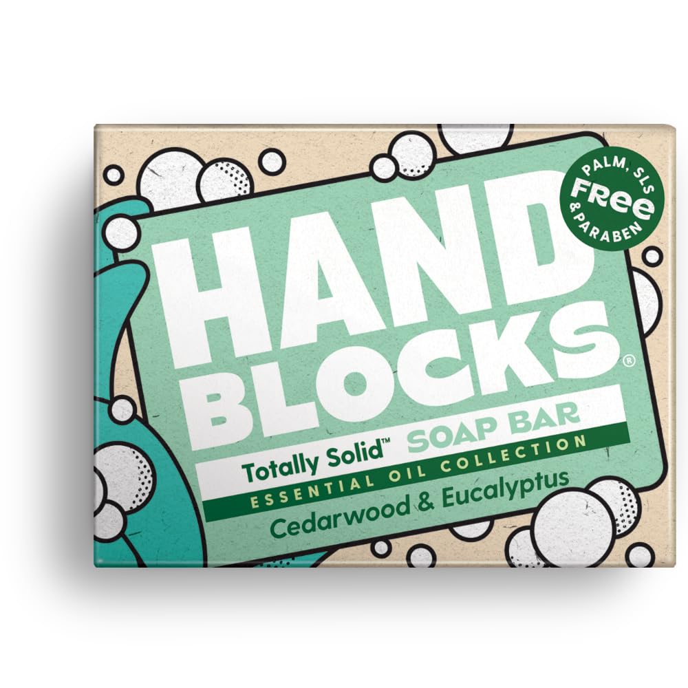 Hand Blocks: Cedarwrood & Eucalyptus (6 Pack) - Cold Processed Natural Soap Bars - Plastic, Palm, SLS, SLES & Paraben Free Halalzen