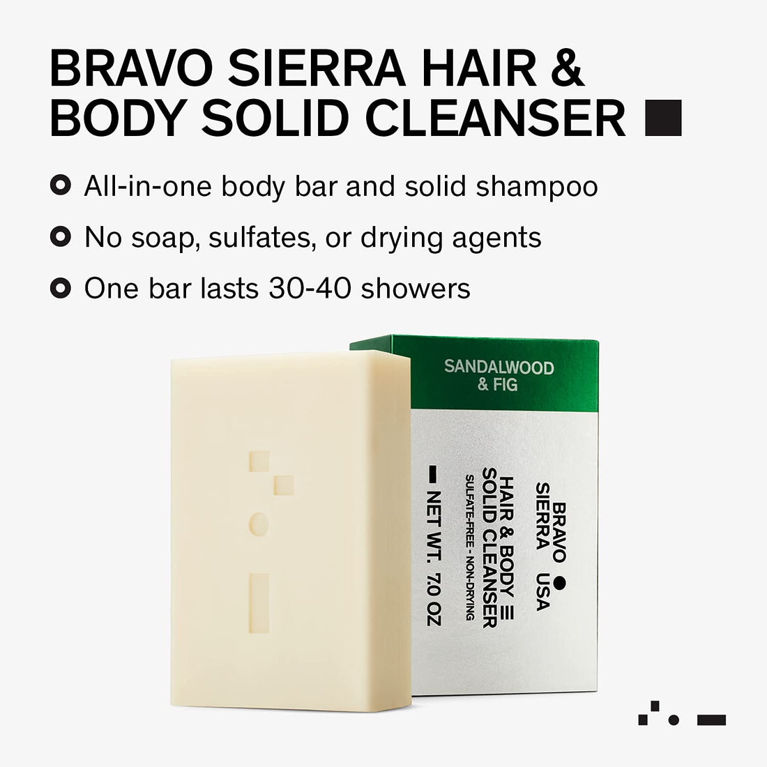 Bravo Sierra Pain de Savon Corps et Cheveux Tout-en-Un - Fève Tonka & Citron, 200 g - Noix de Coco, Beurre de Karité et Farine d'Avoine pour une Peau Douce et des Cheveux Sains