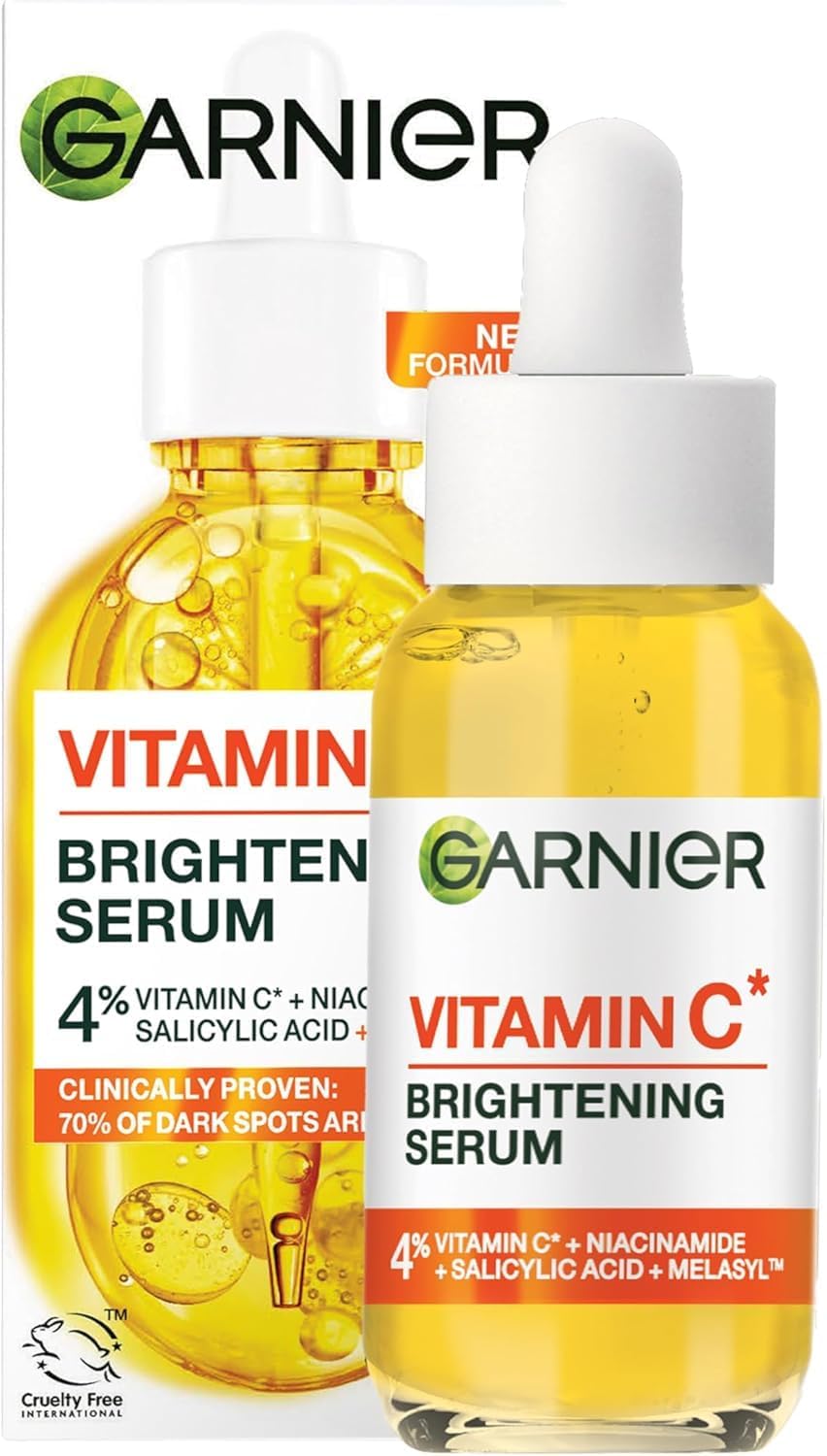 Garnier Vitamin C Serum for Face, Brightening Serum with 4% Vitamin C + Niacinamide + Salicylic Acid, Dark Spot Reducer & Evens Skin Tone, Suitable for Sensitive Skin, 30ml