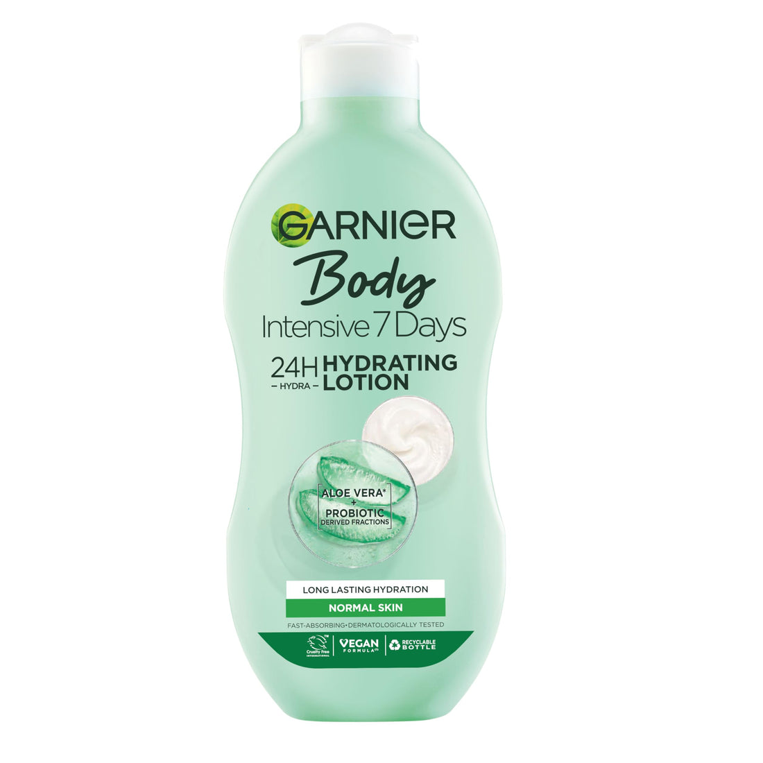 Garnier Intensive 7 Days Aloe Vera & Probiotic Extract Body Lotion 400ml, Hydrating and Refreshing Moisturiser, Up to 7 Days Hydration, For Normal Skin, Fast Absorbing & Non Greasy