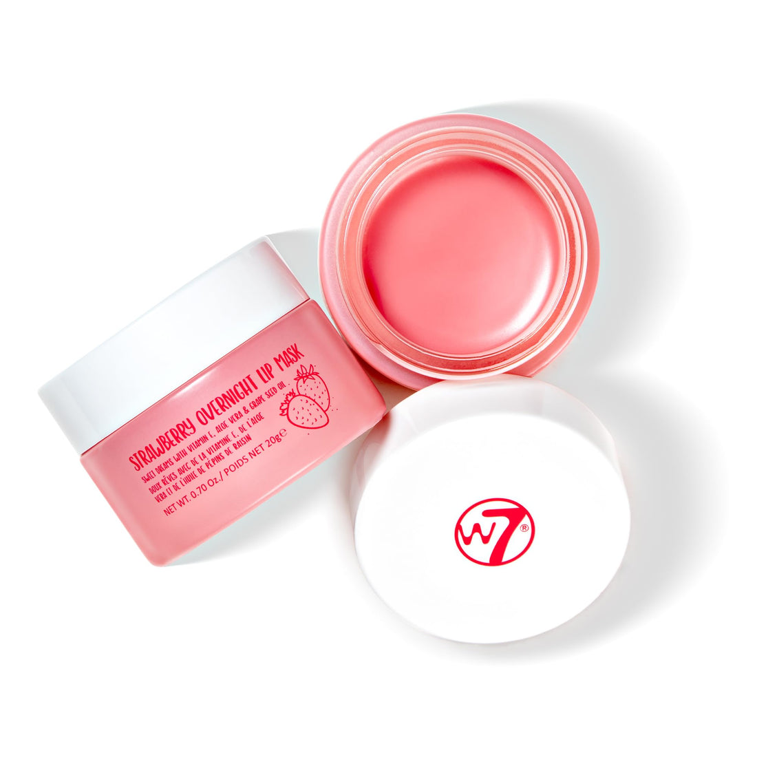W7 Super Sweet Dreams Overnight Strawberry Lip Mask - Vitamin E, Aloe Vera and Grape Seed Oil - For Hydrated, Full Looking & Irresistible Lips - 20ml Halalzen
