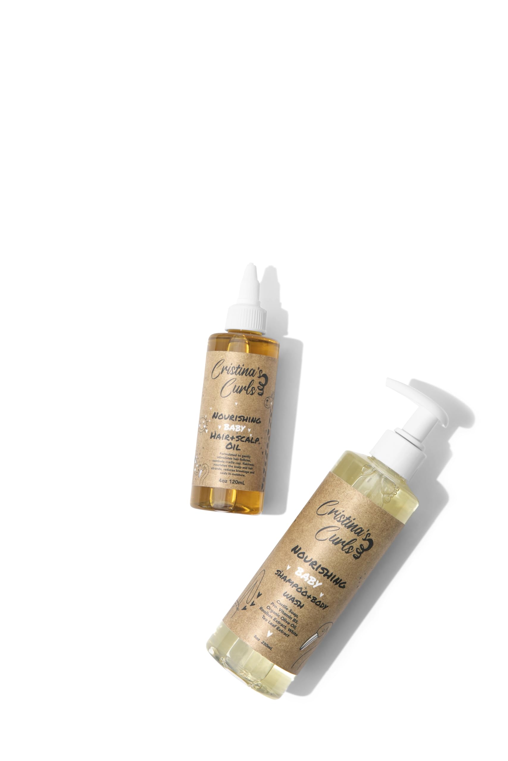 Cristina's Curls Nourishing Baby Wash Day Hair Bundle – Gentle Shampoo + Lightweight Scalp Oil Halalzen