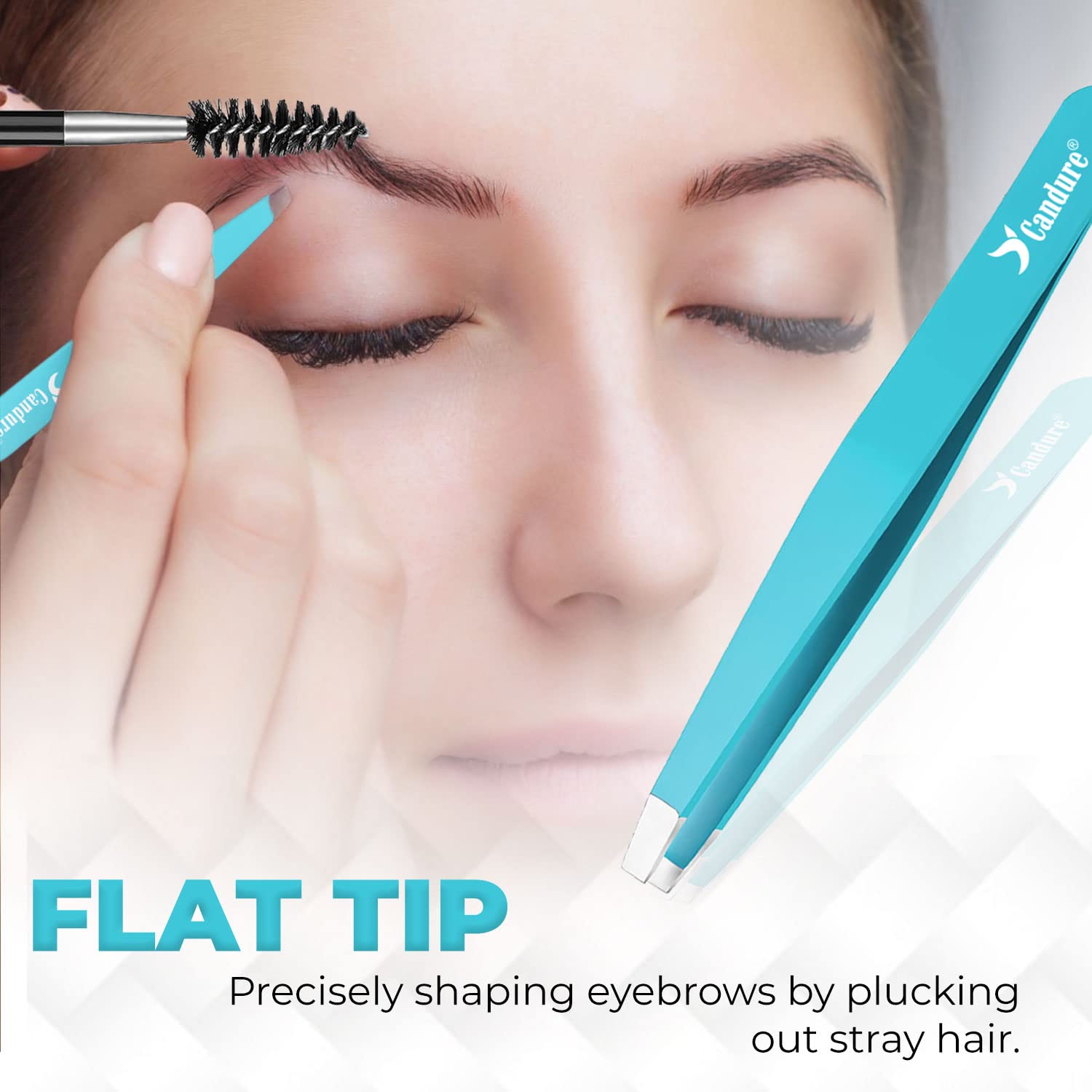 Candure Tweezers for Eyebrows - Professional Stainless Steel Slanted and Pointed Tip Hair Tweezers Set for Ingrown Hair, Blackhead Removal, Eyebrows Plucking Beauty Tool for Women Halalzen