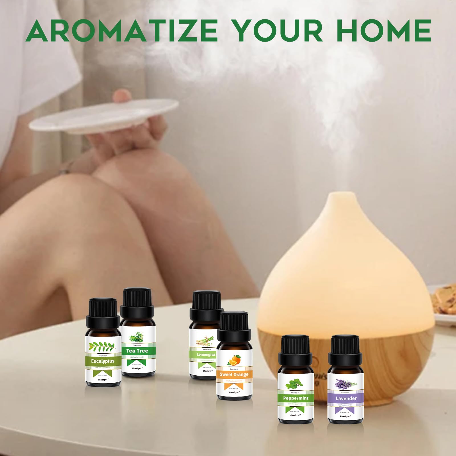 Hotel Collection Essential Oils for Diffusers for Home - 6 x 10 ml Luxury Scented Oil Set with Luxury Night,Jasmine Peppermint,White Tea,Citrus Happiness,My Way,Hotel Lobby,Gift for Women and Men