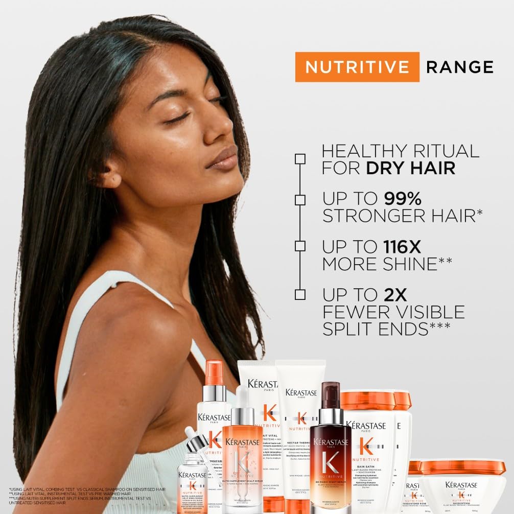 Kérastase Nutritive Nourishing Hair Serum with Niacinamide, Overnight Leave-In Treatment for Dry Hair, Lightweight and Non-Greasy, 8H Magic Night Serum