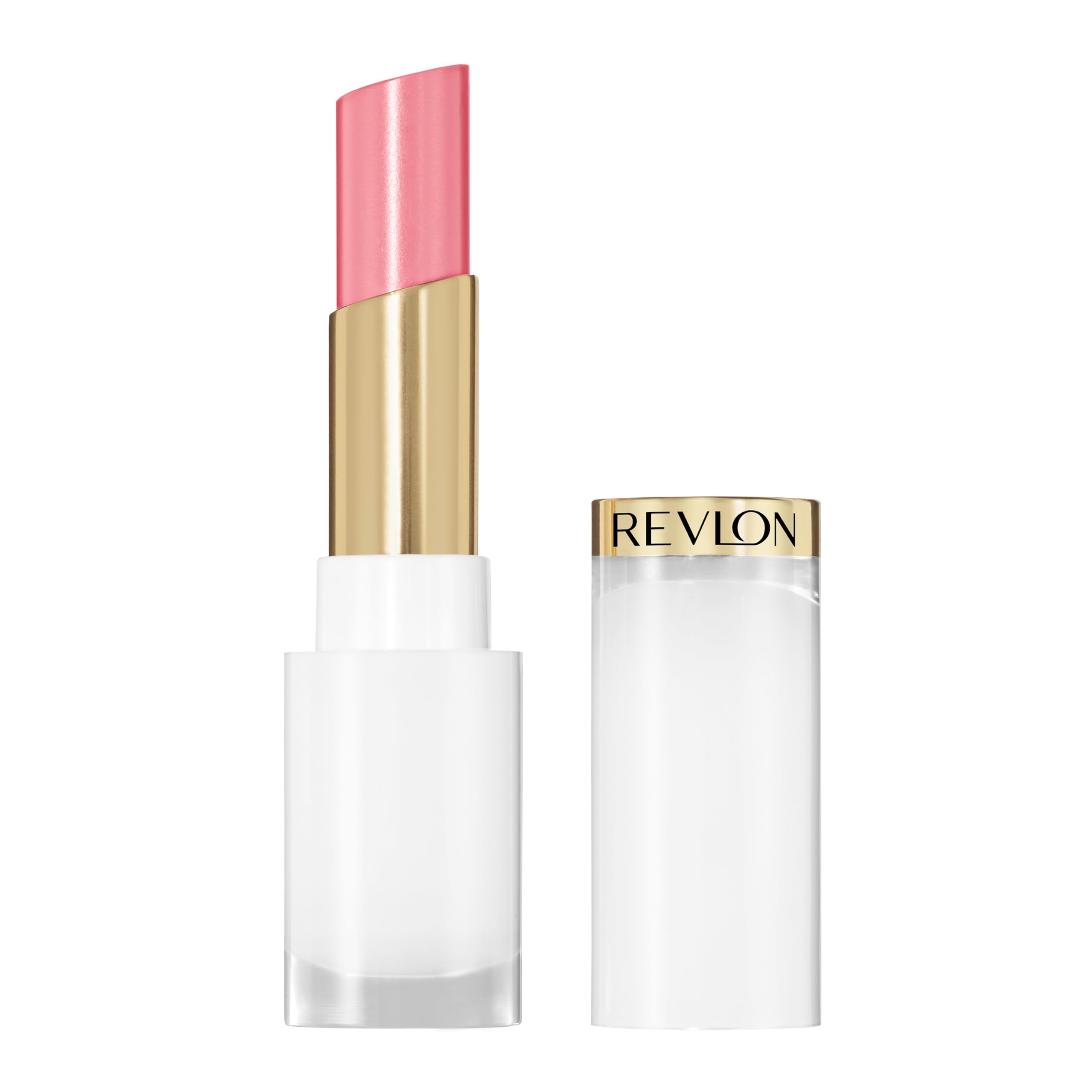 REVLON Super Lustrous Glass Shine Balm, Hydrating Tinted Lip Balm with Hyaluronic Acid, Aloe & Rose Quartz, 008 Rum Raisin, 0.11 oz