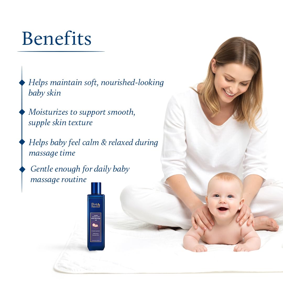 Blue Nectar Baby Oil with Organic Ghee, 100% Natural Baby Massage Oil with Coconut Oil & Olive Oil (100ml) Halalzen