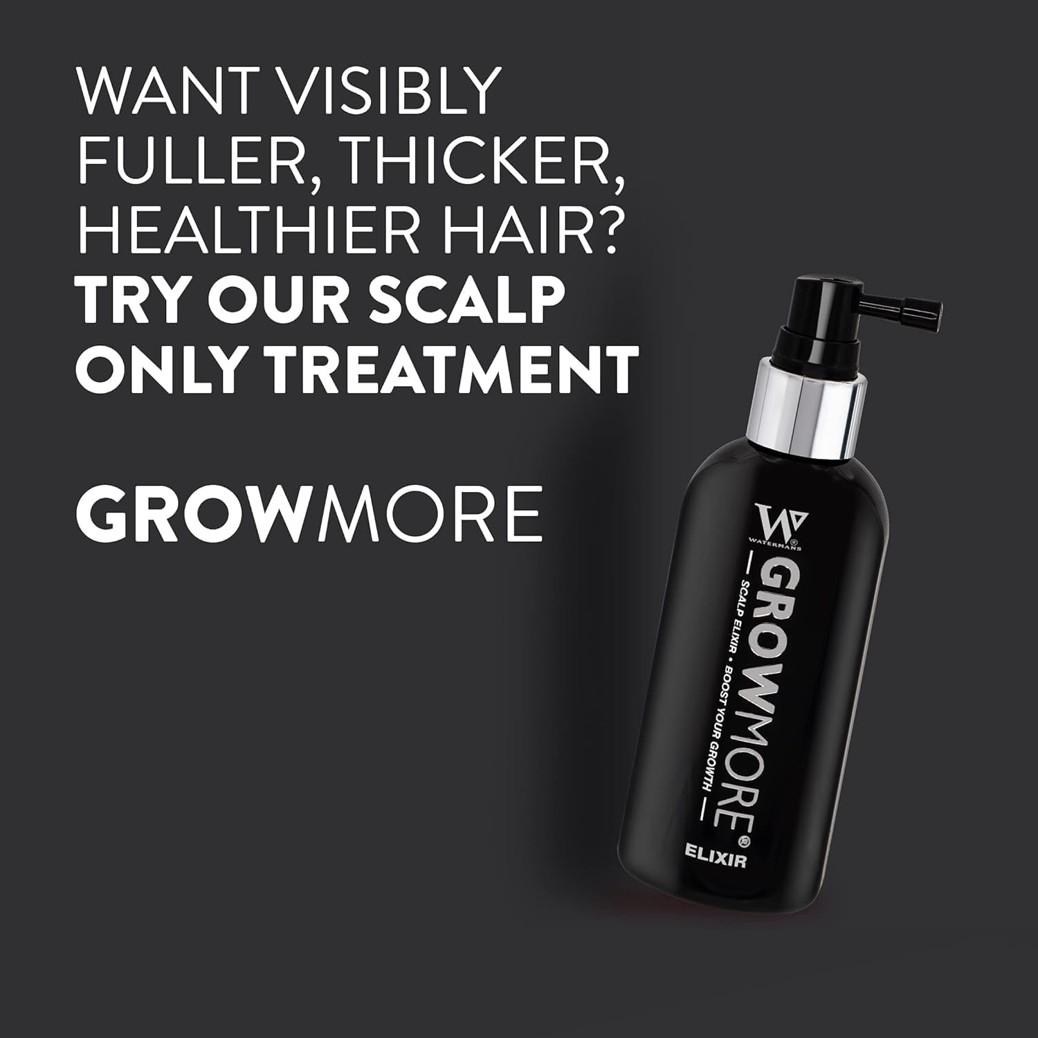 Grow More® Elixir – Leave In Hair Growth Serum for Thicker-Looking Hair & Improved Scalp Condition with Biotin, Caffeine, Rosemary & More – Sulfate-Free Hair Oil for Women & Men, 100mL