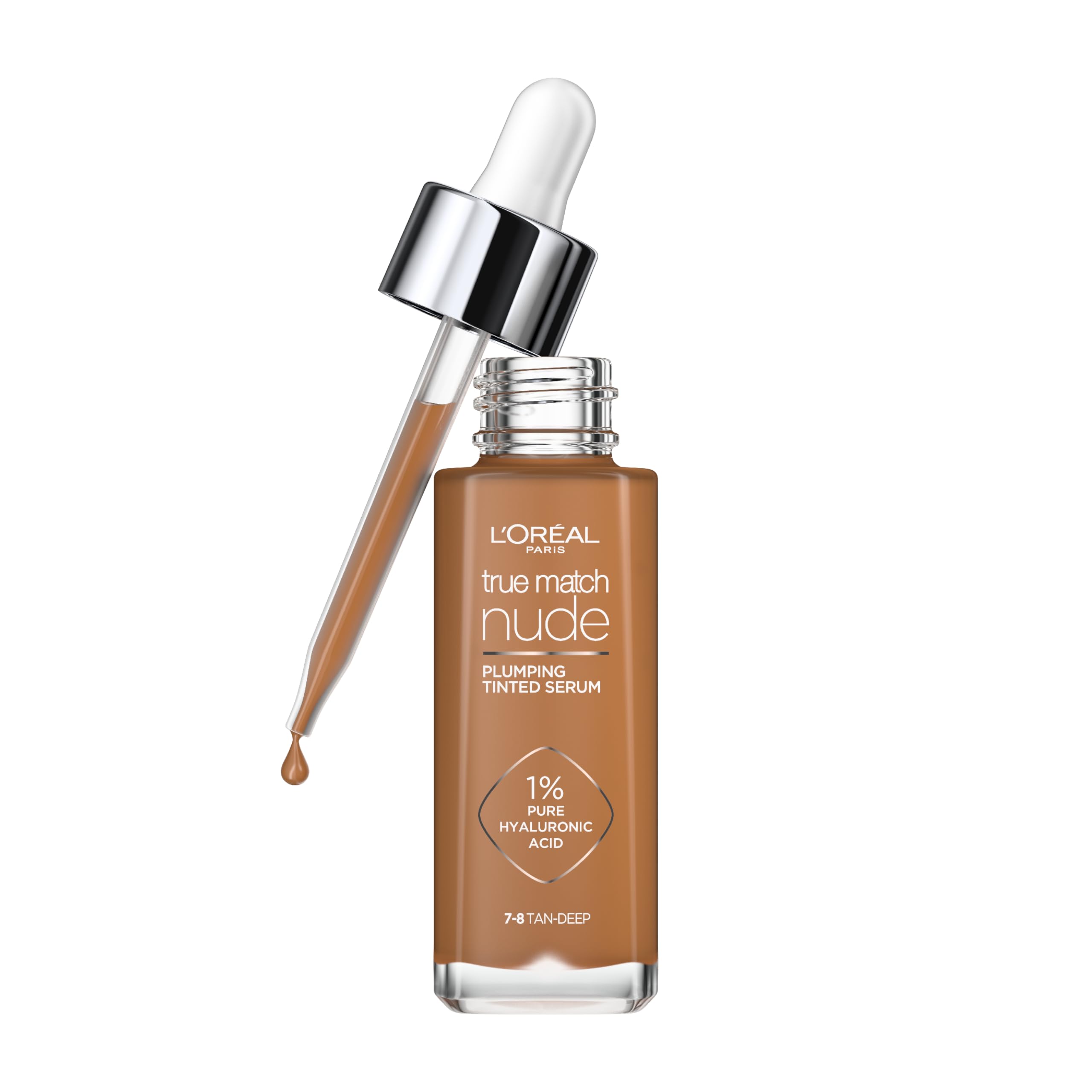 L'Oréal Paris Nude Tinted Serum for Face, Plumping and Hydrating Face Makeup, 1 Percent Pure Hyaluronic Acid, Nude Foundation to Cover, Replumps and Hydrates Skin in One Hour, Shade 4-5 Medium Halalzen