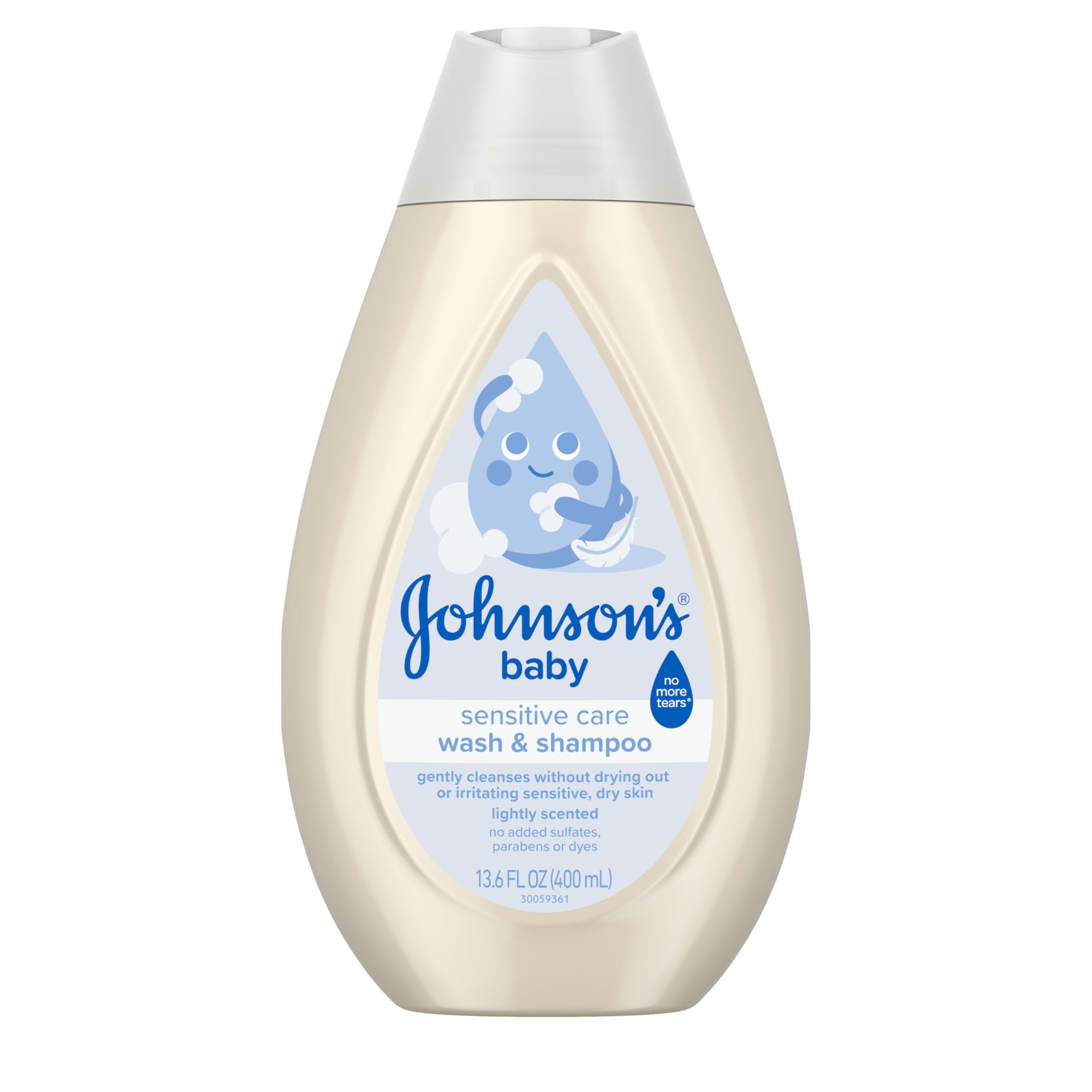 Johnson's Sensitive Care Baby Wash & Shampoo, Daily Moisturizing 2-in-1 Baby Wash & Shampoo to Gently Cleanse Without Drying Out Sensitive Skin, Light Scent, Hypoallergenic, 13.6 fl. oz Halalzen