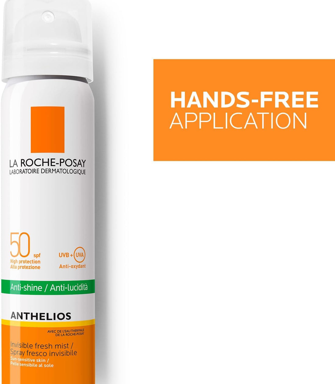 La Roche-Posay Anthelios Invisible Fresh Mist Sunscreen SPF50, Anti-Shine Spray For Oily Skin, Broad Spectrum UVA UVB Protection, Infrared Pollution Shield, Water Resistant, On-The-Go, 75ml