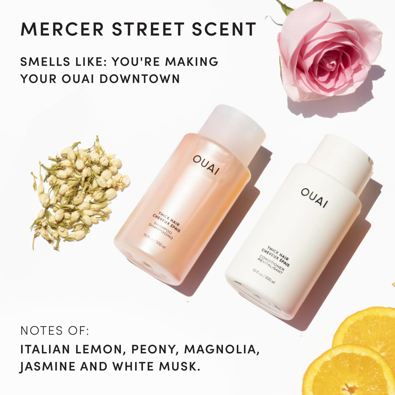 OUAI Thick Shampoo + Conditioner Set - Fight Frizz and Nourish Dry, Thick Hair with Keratin, Marshmallow Root, Shea Butter & Avocado Oil - Free of Parabens, Sulfates & Phthalates - 300 ml Each Halalzen