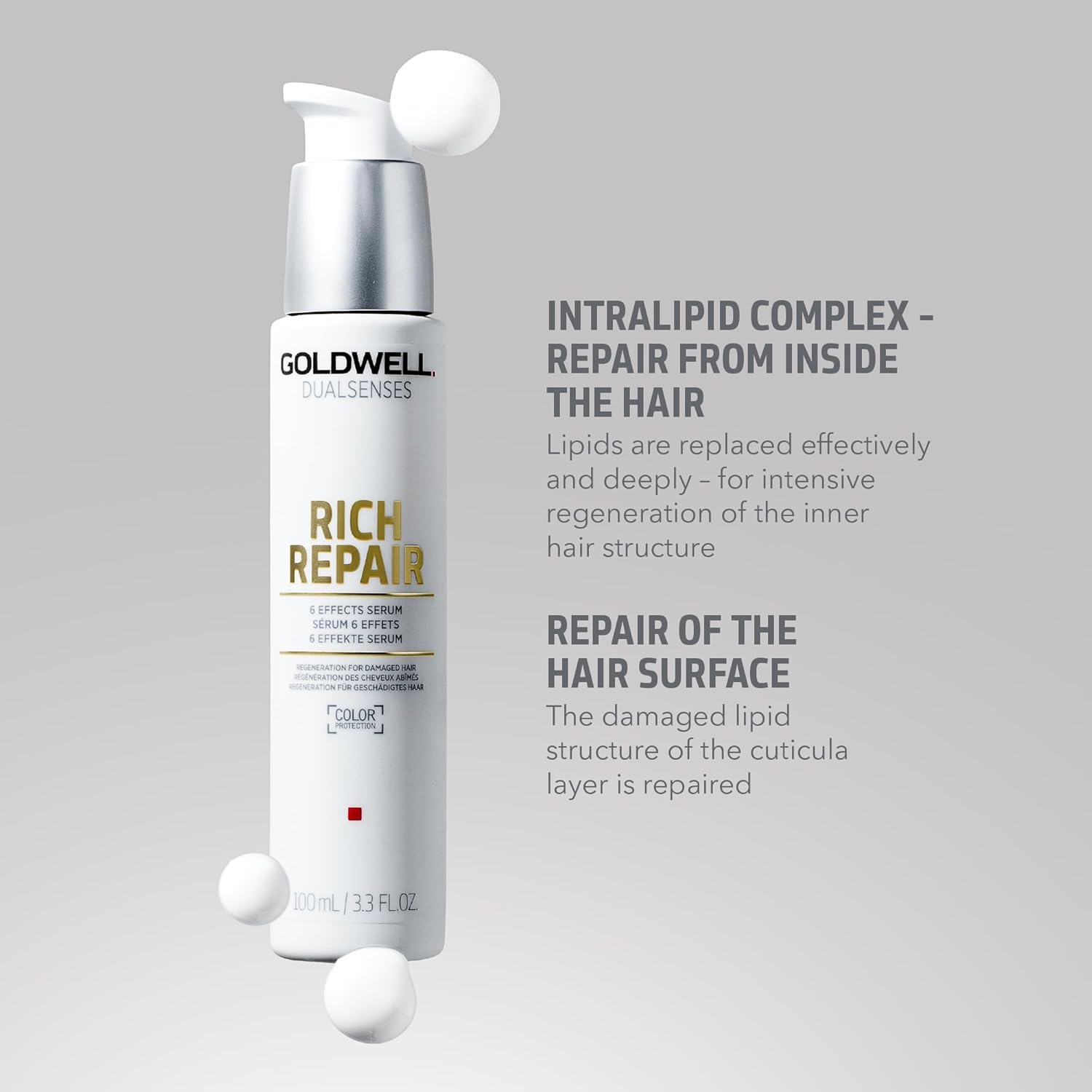 Goldwell Dualsenses Rich Repair 6 Effects Serum, For Dry to Damaged Hair, Anti-Breakage and Shine, 100ml