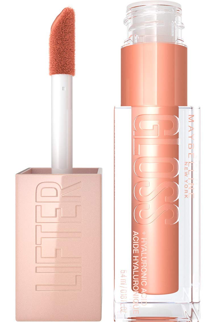 Maybelline Lifter Gloss, Hydrating Lip Gloss with Hyaluronic Acid, 002 Ice (Light Pink), Creates Fuller-Looking, Shiny, Moisturised and Plumped Lips. Non-sticky Halalzen