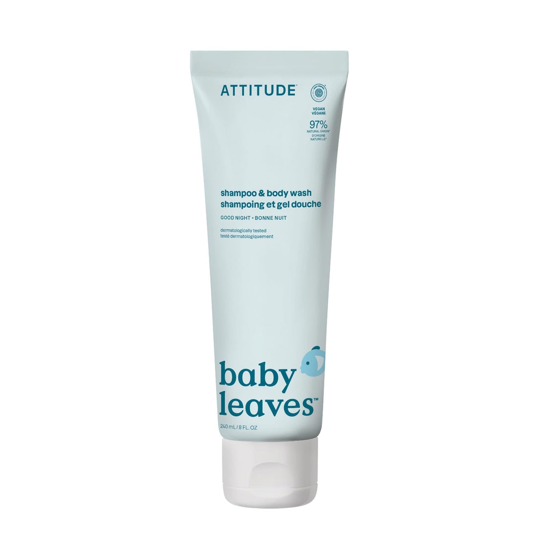 ATTITUDE 2in1 Hair Shampoo and Body Wash for Baby, Plant and Mineral-Based Gentle Formula, EWG Verified, Vegan Baby Products, Pear Nectar, 473 mL