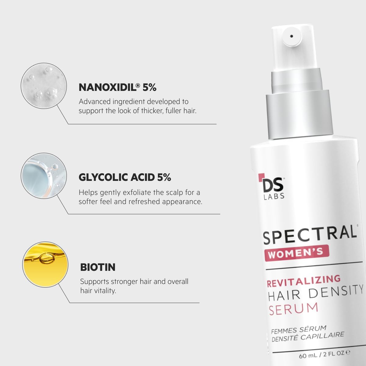 Spectral.CSF Leave In Serum to Support Hair Growth in Women by DS Laboratories – For Thinning Hair in Women, Experience Thicker, Fuller Hair (2 fl oz)