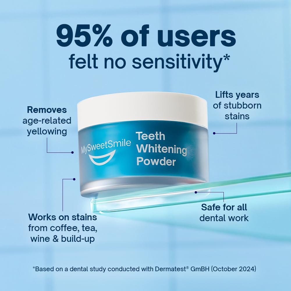 MySweetSmile Teeth Whitening Powder – 6 Month Supply – Removes Years of Coffee, Tea, Smoking & Ageing Stains – Dentist-Approved & Enamel-Safe – IndyBest Award-Winning Whitener – Fresh Mint Flavour