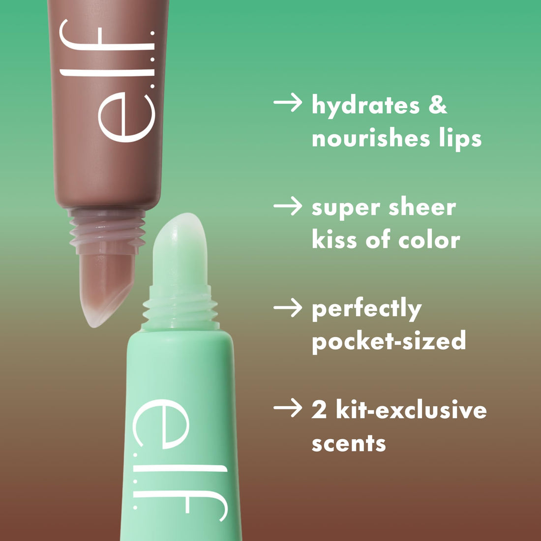 e.l.f. Squeeze Me Lip Balm Duo, Moisturizing Lip Balm for a Sheer Tint of Colour, Infused with Hyaluronic Acid, Vegan & Cruelty-Free, CHERRY/BUBBLEGUM Halalzen