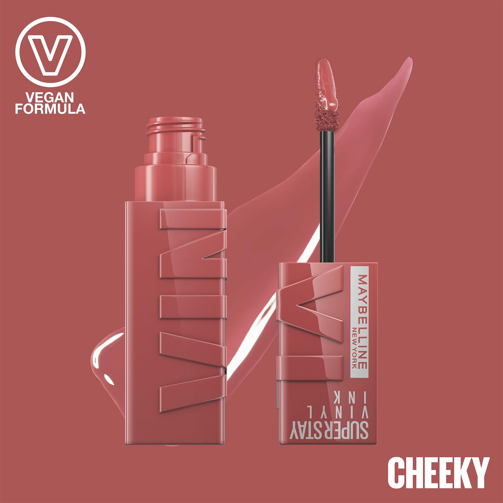 Maybelline New York Super Stay Vinyl Ink Liquid Lip Colour, 16HR Long-Lasting, Ultra-Pigmented, Smudge & Transfer-Proof, High Shine Finish, Vegan Formula for Comfortable Wear, Shade: 10 Lippy Halalzen
