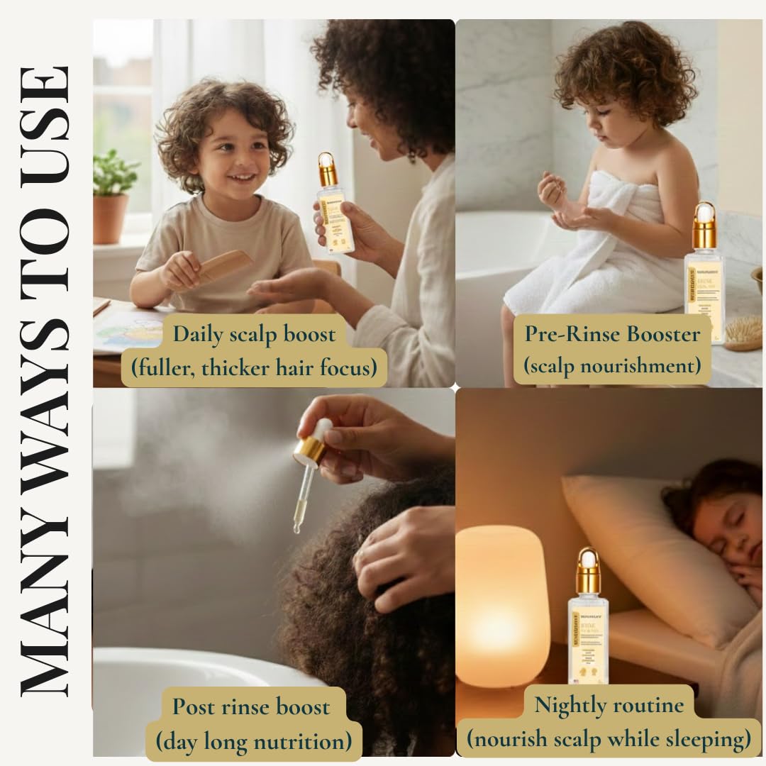 Revatology Kids & Baby Hair Growth Oil, Gentle Pre-Wash Dry/Itchy Scalp Treatment, Coconut, Rosemary, Castor, Amla +25 Botanicals Hair Oil for Toddlers, Curly & All Hair Types, Ayurvedic (Made in USA) Halalzen