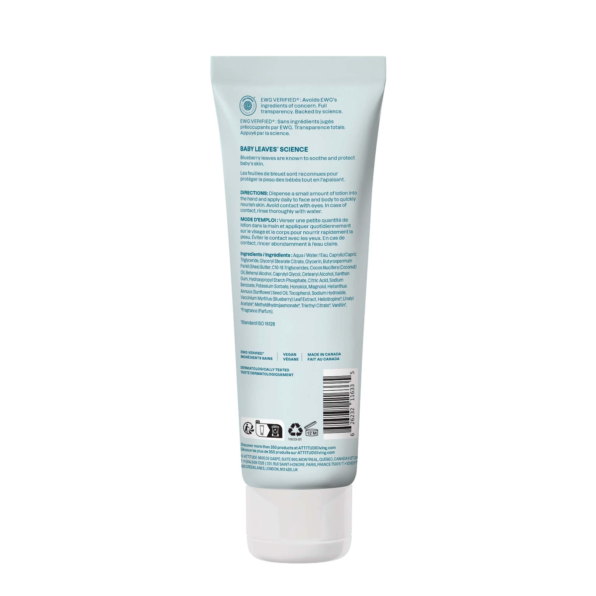 ATTITUDE Baby Lotion, EWG Verified Moisturizer, Dermatologically Tested Moisturizing Cream, Vegan and Cruelty-Free, Unscented, 16 Fl Oz Halalzen