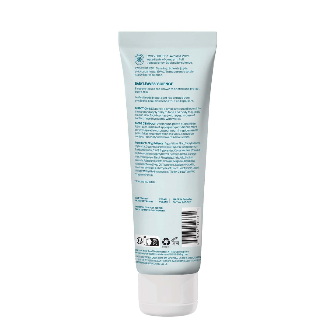 ATTITUDE Baby Lotion, EWG Verified Moisturizer, Dermatologically Tested Moisturizing Cream, Vegan and Cruelty-Free, Unscented, 16 Fl Oz Halalzen